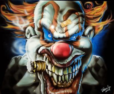 Clown Airbrush auf Airbrushkarton