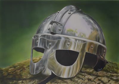 Wikingerhelm Airbrush auf Airbrushkarton