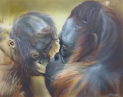 Orang Utan Airbrush auf Airbrushpapier